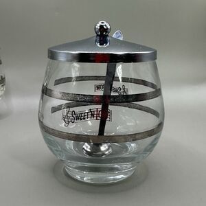 Vintage 1960s Sweet’N Low Glass Sugar Caddy Jar + Chrome Lid & Spoon